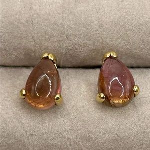 18K Italian Gold Natural earth mined pink Thermaline earring